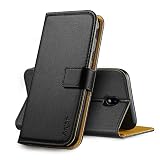 Anjoo Hülle Kompatibel für Samsung Galaxy J5 2017, Tasche Leder Flip Case Brieftasche Etui mit Kartenfach und Ständer Kompatibel für Samsung Galaxy J5 2017 - Schw