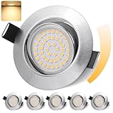 GeyouLux LED Einbaustrahler 230V Dimmbar 68mm 6W IP44 LED Spots 45° Schwenkbar 3000K Warmweiß Deckenspots für Badezimmer Küche Wohnzimmer Einbauspots Flach Einbauleuchten Nickel 6