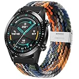 Kompatibel mit Huawei Watch GT Armband, 22mm Elastisches Nylon Stoff Band für Huawei Watch GT 4 46mm/GT5 46mm/GT3/GT3 Pro 46mm/GT2 46mm/GT2 Pro/GT 2e/GT Fashion/Sport/Active/Classic 46mm/GT R