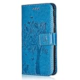 Conber Hülle für Samsung Galaxy Note 10 Lite, PU Leder Tasche Flip Case Lederhülle Handyhülle, Vintage Katze und Baum Schutzhülle für Samsung Galaxy Note 10 Lite - B