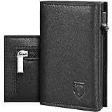 TEEHON Geldbörse Herren - Magnetischer Slim Wallet mit Münzfach & RFID Schutz & ID-Fenster - Leder Portmonee Geldbeutel kartenetui für Karten - kreditkartenetui Herren Klein - Kartenhalter Schw