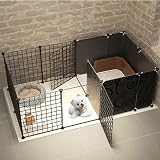 SGeneE Hundekäfig Möbel DIY Hundezaun Metalldraht Hundehütte Kleintierkäfig mit Tür mit Trainingsbereich Extra Großer Raum 129x75x47