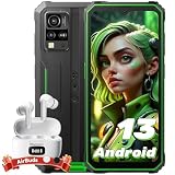 Blackview BV4800 Outdoor Handy mit Kopfhörer 4GB+32GB/1TB TF, 5180mAh, 6.56'' HD+ Android 13 Outdoor Smartphone Ohne Vertrag, IP69K Baustellenhandy Günstig, 13MP+5MP Kamera, Dual 4G SIM/IP68/GPS