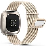 Yoohoo Armband Kompatibel mit Fitbit Versa 3 Armband/Fitbit Versa 4 Armband/Fitbit Sense Armband/Fitbit Sense 2 Armband,Edelstahl Metall Magnet Ersatzarmband für Damen H
