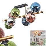HOFSTEIN Deckenleuchte Gastor, 8-flammige Deckenlampe aus Metall/Glas in Schwarz/Gold/Kupfer/Blau/Grün/Chrom/Rauch, Leuchte im Retro-Design (Schirme Ø 15 cm), E14, Esszimmer, Wohnzimmer, S