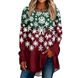 Tshirt Damen Weihnachtshemd Merry Christmas Langarmshirt Sport Damen Weihnachts Longshirt Damen Durchsichtiges Oberteil Damen Weihnachtspullover Blau Weihnachts T Shirt Ringelshirt Grün S