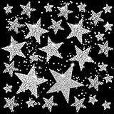 ASTER 32 Stück Stern Aufbügelbilder Aufkleber für Kleidung T-Shirt, Strass Star Applikation Aufnäher Pailetten verzieren Bügelbild zum aufbügeln auf Taschen Schuhe Kleid (5 Größen)