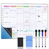 POPRUN 60×40cm Whiteboard Wochenplaner Abwischbar Selbstklebend für die Wand, Glas und Holz(jede glatte Oberfläche) Familienplaner, Planungstafel, Haushaltsplan, Terminplaner, Memoboard auf D