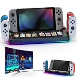 Tendak Switch Docking Station, TV Dock Station für Nintendo Switch/Switch OLED, LED Ladestation für JoyCon, Switch Controller Ladestation mit 8 Switch Spiele Aufbewahrung