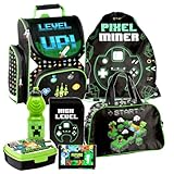 Minecraft Games Play Pixel 7 Teile Set Tornister Ranzen Schulranzen Tasche Federmappe mit Sticker-von-Kids4shop Schulrucksack