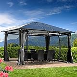 BRAST® Alu Pavillon Premium | viele Modelle & Farben | Größen 3x4m 3,6x4,8m | inkl. Moskitonetz | TÜV geprüft | wasserdicht | UV-Schutz | festes Dach | 3x4m G