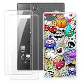 OAGELIM Hergestellt für Sony Xperia Z5 Compact Hülle + 2 Displayschutzfolien aus gehärtetem Glas, stoßfest, weiches Silikon, TPU-Hülle für Sony Xperia Z5 Compact (11,7 cm)