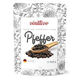 vinativo Schwarzer Pfeffer - ganz - 500g - Premium Qualität - schwarze Pfefferkörner für die Mühle geeig