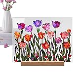 Bemaltes Blumen-Acryl- , Glasimitat mit Blumenmuster aus Acryl - bunter Blumenlicht-Fänger | Heimdekoration im Blumendesign handgefertigter Kunst-Sonnenfäng