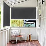 HENGMEI 180X240cm Balkon Sichtschutz Sonnenschutz Sichtschutzrollo Senkrechtmarkise Wasserdicht Windschutz vertikal Sonnensegel für Balkon Terrasse,