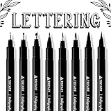 Tritart Handlettering Stifte - Kalligraphie Set inkl. 8 Kalligraphie Stifte - Versch. Stiftspitzen - 8x Kaligraphiestift Brushpen - Schönschreibstift - Fineliner und Malstifte in Schw