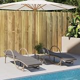 Homgoday Sonnenliegen 2 Stk. mit Auflagen Gartenliege 3-Fach Verstellbare Rückenlehne Gartenmöbel Relaxliege Gartenmöbel Liege Liegestuhl Strandliege 110 KG Belastung Beige Poly R