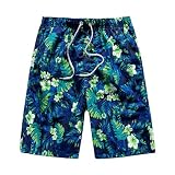 Badeshorts für Herren, Sommer, schnell trocknend, Baggy-Blumendruck, Strand-Shorts, Kordelzug an der Taille, schräge Badehose, atmungsaktiv, lässig, Urlaub, Boardshorts mit Taschen, 8 Grün, L