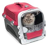 Catit Cabrio Carrier, Transportbox fuer Katzen, 51 x 33 x 35cm, rot/g