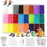 LIHAO 24000 Bügelperlen Set mit Platte Zubehör Muster Mini Perlen Steckperlen in Organizerbox (24 Farben, ca.2,6 mm Bügelperlen für Bügelperlen Platten 2,6 mm)