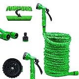 Grafner Flexischlauch Basic, 30 Meter, mit Multifunktionsbrause, stabiler Latexkern, KEIN PLATZEN, massive Ausführung, grün flexibler Gartenschlauch flexi Schlauch dehnb