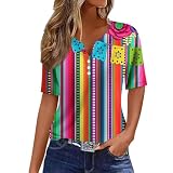 Damen Tops Oberteile Damen Elegant Jeansbluse Damen Halbarm Shirt Damen Damen Tops Sommer Elegant Kurzarm T-Shirt Damen T Shirt mit Print Damen Los Angeles Tshirt Damen Oberteil Gelb M