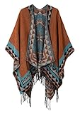 Urban GoCo Damen Poncho Stola Bohe Quaste Schal (#5 Orange)