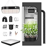 TOPRON Growzelt Komplettset Anbau Set mit 200W LED Vollspektrum Grow Lampe Dimmbar, 80x80x160cm GrowZelt Kit Komplettes Hydroponics Grow Tent Complete Set(80x80x160cm)
