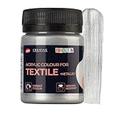 Decola - Silber Metallic Effekt Textilfarbe 50ml | Hochpigmentierte Textilfarben Waschmaschinenfest | Hergestellt von N