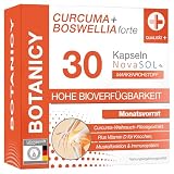 BOTANICY Curcuma + Boswellia forte - 30 Kurkuma Weihrauch Kapseln mit Markenrohstoff NovaSOL - Plus Vitamin D3 für Knochen & Muskeln - Hohe Bioverfügbarkeit, Weihrauch Kurkuma Kapseln H
