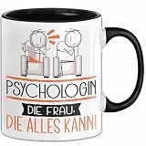 Psychologin Geschenk Tasse Becher Die Frau Die Allen Kann Geschenkidee für eine Psychologin Lustig (Schwarz)