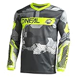 O'NEAL | Motocross-Shirt langarm | Kinder | MX MTB Mountainbike | Leichtes Material, ergonomischer Slim Fit Schnitt für perfekte Passform | Element Youth Jersey Camo V.22 | Grau Neon-Gelb | XL