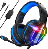 Fachixy FC200 Gaming-Headset für PS4, PS5, Xbox, Switch, PC, Computer-Headset mit Mikrofon, 3,5 mm Gaming-Kopfhörer mit RGB-L