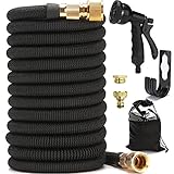Flexibler Gartenschlauch | ausgedehnt 30m | Wasserschlauch flexibel mit 3-Fach Latexkern | dehnbarer flexiSchlauch | alle Verschraubungen aus hochwertigem Messing (30)