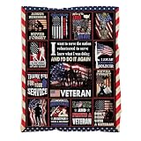 MUCHNEE Veteranendecke für Männer und Frauen, weiche, warme Decke, Dankeschön-Geschenke für Veteranen, stolze patriotische Veteranen, Überwurfdecke, Geschenk für stolze Veteranen zum Geburtstag