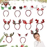 Seasboes 10 Stück Haarreifen Weihnachten Stirnband, Weihnachtshaarreifen, Weihnachten Rentiergeweih, Weihnachtsbaum Haarbänder, zum Weihnachtsfeier für Erw