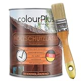 ColourPlus Holzschutzlasur außen 750 ml - Nussbaum - wetterfeste Holzschutzfarbe mit UV-Schutz für Gartenmöbel, Zäune und Carports - Holzlasur und Holzschutz Öl-Lasur für auß