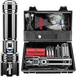 Shadowhawk Taschenlampe Led 500,000 Lumen, Extrem Hell Taschenlampe USB Aufladbar Taktische Taschenlampen Mit holster XHP70.2, IP67 Wasserdicht 5 Lichtmodi für Camping Wandern N