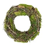 Kranz mit Moos Weidenkranz romantische Deko Blumenkranz Rattankranz Dekokranz Kerzenkranz Kunstblumendeko Landhaus Kränze Rohling Osterdeko Frühjahr Frühling Adventskranz Weihnachtsdeko Tischdek
