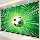Vlies Fototapete Fußball 3D Effekt 300x210 Grün Foto Tapete Schlafzimmer Wohnzimmer Moderne XXL Wandtapete Groß Vliestapete Fototapeten Poster Wand Dekoration a.1244