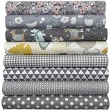 aufodara 8 Stück Baumwollstoff Meterware Stoffpaket 50 x 50 cm Stoff, Stoffe zum Nähen, Patchwork zum Quilten DIY Basteln Handwerken, Quadrate Baumwolltuch (Grau)