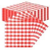 TNSLAND 40PCS Servietten Rot Weiß Kariert Serviette Einweg Rot Kariert Servietten, Plaid Napkins, Serviettens Karierts, Oktoberfest Deko, Geeignet für Restaurants, Bars und Picknickparty