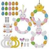 LAMEK 6 Ostern Kränze Bastelset für Kinder Kreative Kunsthandwerk DIY Bastelhandwerk Kreativsets zum Basteln mit Küken Hasen Osterdeko zum Aufhängen für Frühling O