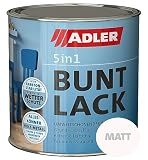 ADLER 5in1 Buntlack für Innen und Außen - 125ml- Wetterfester Lack und Grundierung für Holz, Metall & Kunststoff RAL7035 Lichtg