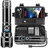 Blukar Taschenlampe LED Aufladbar, Extrem Hell Hohe Helligkeit Zoombar Taschenlampen Starke mit 5 Lichtmodi, IP67 Wasserdichte Flashlight Torch für Camping, Wandern, Outdoor, Angeln, N