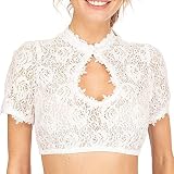 Halbarm Shirt Damen Günstig Top, Damen Trachtenmieder Hochgeschlossen Lang Trachtenmode Trachtenblusen Weiße Schürze Spitzen Generic Mieder Carmen Dirndlblusen Oktoberfest Ob