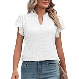 Women Bluse Women Look Shirt Shirt Short Sleeve V-anconcluded Casual für Frauen für Date (M)