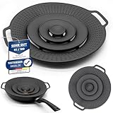 NetroxHome® – Überkochschutz und Spritzschutz aus Silikon – Überlaufschutz für Töpfe und Pfannen Ø 15-25 cm – Topfdeckel zum Schutz vor dem Überkochen – spülmaschinenfest & mikrowellengeeig