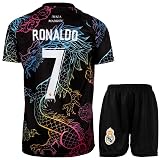 KISRAS Madrid Kinder Trikot #7 No Sonderdesign Limitierte Auflage Fußball Trikot Shorts Kinder und Jugend Größe(Mix,152)