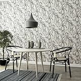 FUDUGEHMIOFWFJJ raufasertapete,vliestapete weiß,DUTCH WALLCOVERINGS Tapete Rebecca Grau und WeißGeeignet für Wohnzimmer Schlafzimmerw
